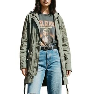 Abercrombie & Fitch Womens Embroidered Military Anorak Jacket Olive Green